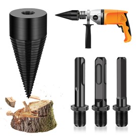 Drill Cone Wood Splitter 42 mm, Wood Splitter Screw Cone, Split Wood Cone Wood Splitter Drill, Firewood Drill, Drill Cone Wood Splitter with 3 Drill Handles, for Wood Cutters, Firewood Splitter