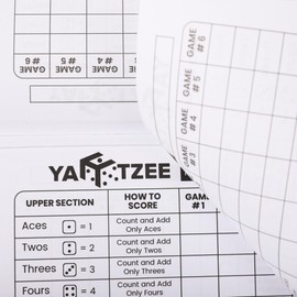 PlayDice Perforated Yahtzee Score Pads: 120 Easy Tear Off Score Sheets, Large Print, Compatible with Yardzee and Yahtzee Games