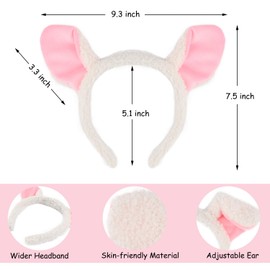 Juego de 4 orejas de cordero y cola para niños y adultos, accesorio para disfraz de oveja, Halloween, Navidad, festival, fiesta temática, cosplay