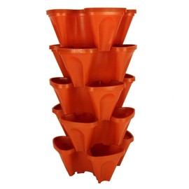 LARGE Vertical Gardening Stackable Planters by Mr. Stacky - Grow More Using Limited Space And Minimum Effort - Plant. Stack. Enjoy. - Build Your Own Backyard Vertical Garden - DIY Stacking Container System - For Growing Strawberry, Tomato, Pepper, Cucumb