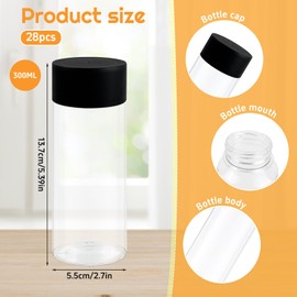 YEXEXINM 28 Pcs Empty Sensory Bottles with Lids, 10 oz/ 300 ml Leakproof Clear Plastic Sensory Bottles Reusable Water Bottles for Sensory Crafts Classroom Handmade Party Supply