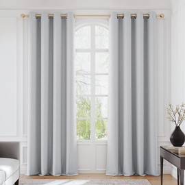 FMFUNCTEX 100% Blackout Grey Curtains for Bedroom, Emboosed Textured Floral Curtains 84 Inches Long for Living Room, Thermal Insulated Curtain, Farmhouse Drapes Room Darkening Grommet 2 Panels