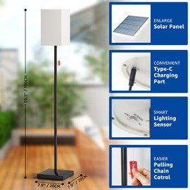 uuffoo Solar Floor Lamp Waterproof Rechargeable Cordless Outdoor Floor Lamps Warm White & RGB with Remote Light Sensor Auto On/Off for Garden, Yard, Patio Gift for Women, Mom, Grandma (D)