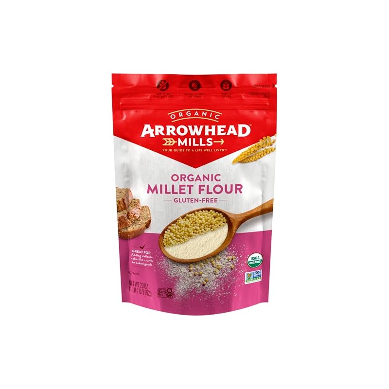 Arrowhead Mills Organic Gluten Free Millet Flour, 23 oz Bag