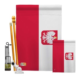 Poland w Eagle Garden House Flags Kit Regional Nationality Nation International World Country Particular Area Small Decorative Gift Yard Banner Double-Sided Made In USA 28 X 40