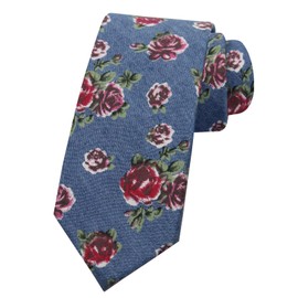 Mantieqingway Men Skinny Tie Cotton Floral Tie 2.56'' Slim Necktie for Wedding Groomsmen Neck Tie…