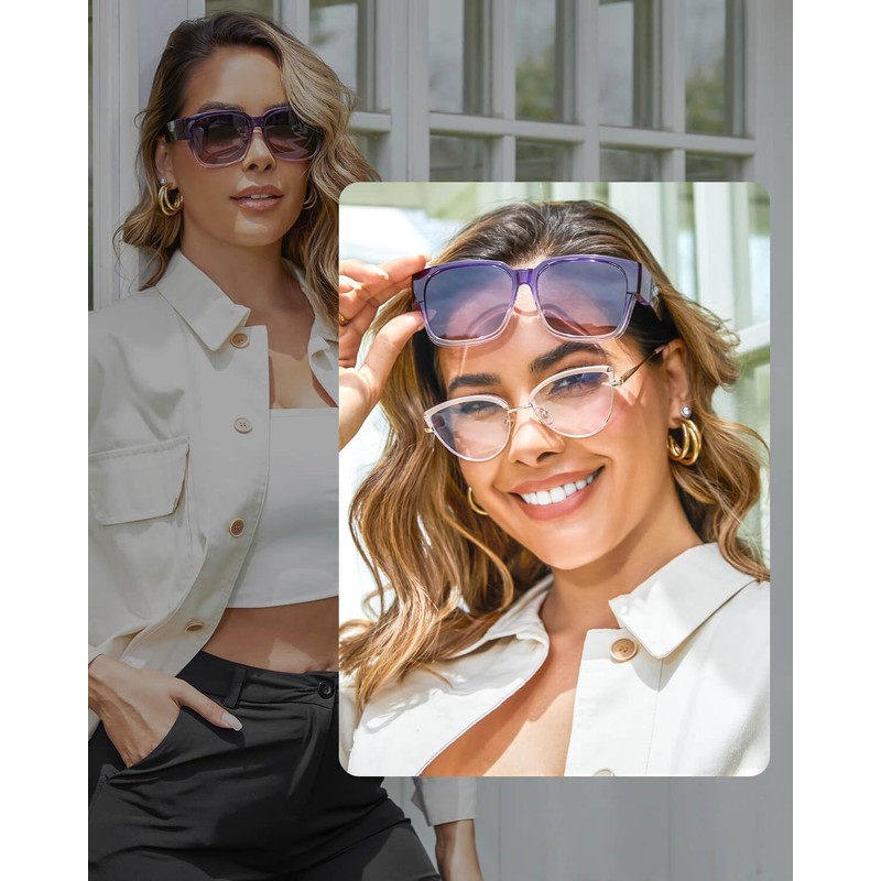 Meeloog Polarized Fit Over Glasses Sunglasses for Women, Square Wrap