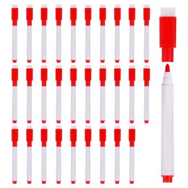 PATIKIL Dry Erase Marker Pens, 30 Pack Red Ink Fine Point Low Odor Whiteboard with Eraser Cap for Office Home Classroom, White Pen Rod