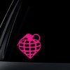 Heart Hand Grenade Car Decal / Sticker - HOT PINK