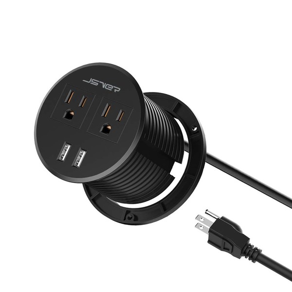 Desktop Power Grommet JSVER Mini Desktop Power Strip Hide Recessed