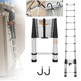 Aluminum Telescoping Ladder 20 FT Portable Extension Ladder, Multi-Purpose Telescopic Compact Ladder Lightweight Ladder RV Collapsible Ladder with Non-Slip Feet Loft Ladder, 330 Lb Capacity, EN131