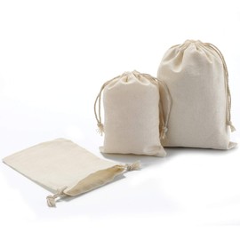 Muslin Bags Drawstring Cotton Bags, Organic Cotton Fabric Bags -Mix Size 30Pcs 5x7 in And 20 Pcs 4 by 6 Inch Party Favor Bags,Sachet Bag,Cloth Bags