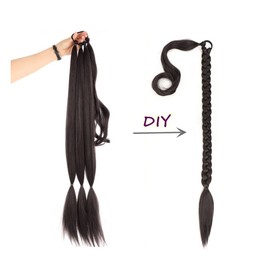 32" Langer Zopf Pferdeschwanz Haarverlängerungen Wrap Around Pferdeschwanz Haarteile Kordelzug Pferdeschwanz Clip In Flecht Pony Haarteil für Frauen Mädchen (32inch/80cm, 4#)