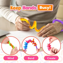 Fidget Toys Sensory Stick: Textured Calming Sensory Toys for Autism Kids, Teacher Classroom Must Haves, Anxiety Relief Fidgets for Classroom Student, Travel Activities Essential 6 Pack