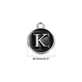 QUARKZMAN Letter K Enamel Letter Pendant Jewelry Charms Enamel Initial Pendant Black Pendant for Jewellery Making Bracelet Crafts Pack of 50