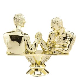 9.5" Arm Wrestling Trophies - Arm Wrestling Double Male Silver Trophy Awards Prime