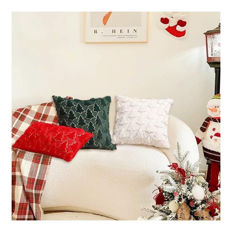 Psythuor Christmas Pillow Covers 18x18, Set of 2 White Christmas