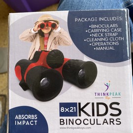 ThinkPeak Think Peak - Red and Black Binoculars for Kids Ages 4-8