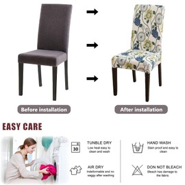 Aisprts Chair Covers for Dining Chairs 4, Dining Chair Covers Set of 4, Elastic Dining Room Chair Covers, Removable Washable Chair Cover with Backrest for Home Decor, Kitchen, Hotel, Party