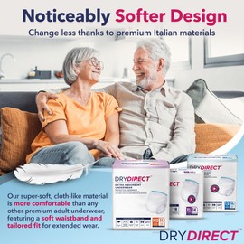 Dry Direct Extra Protective Underwear, Soft Cloth-Like Adult Diapers, All Day Disposable Incontinence Protection - Large (Case of 56)