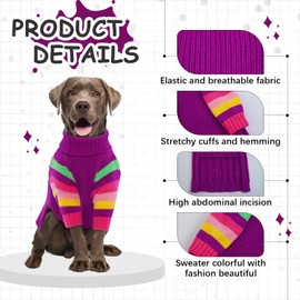 OUOBOB Dog Sweater, Sweaters for Large Size Dogs, Stretchy Pullover Dog Sweater for Large Dogs, Turtleneck Sweater Dog Large, Dog Sweaters Large Breed, Large Dog Sweaters, Christmas Dog Knit Sweater L