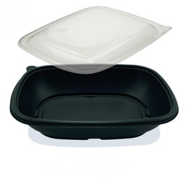 Fenton Packaging 15 X Microwavable Meal Prep Food Storage Containers with Lids, Single Compartment, BPA-Free, Leakproof, Stackable, Black, Airtight Clear Lid - Sabert