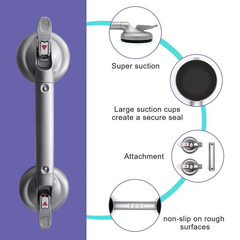 Suction Grab Bar for Shower Bathtub, Heavy Duty Shower Handle