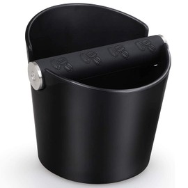 Knock Container for Filter Holder Espresso Knock Container Coffee Set Tee Box Knock Box Shock-Absorbing Espresso Knock Box Barista Style with Removable Metal Knock Bar and Non-Slip Base - Round