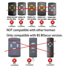 Garage Door Remote Control for 868MHz Bisecur BS Garage Door Remote Control Compatible with Hörmann BS Bisecur HSE1 HSE2 HSE4-868-BS, HS1 HS4 HS5 HSS4 HSP4 HSD2-868-BS Handheld Transmitter Pack of 2