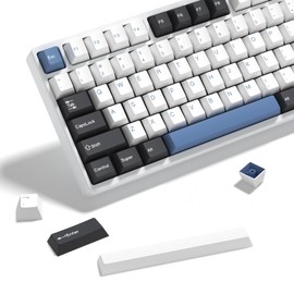 KBDiy Arctic PBT - Juego de teclas de doble disparo, 176 teclas, retro, color azul, personalizado, 60% teclas de perfil cerezo para teclado mecánico 61/64/68/84/87/100/104/108