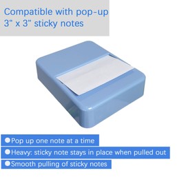 OunglyChoi Notes Dispenser, 3 x 3 inches Blue Sticky Note Holder with 100- Sheet Pad Notes Non-Slip Base Notes Container Dispensing for Home, Office & School Use