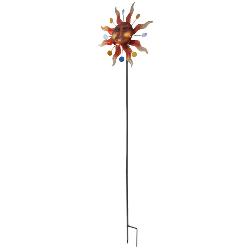 Sun Windmill Iron Weather Resistant Decorative Flower Wind Spinner with