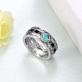 Yorionke NA Anxiety Ring 925 Sterling Silver Alcoholics Anonymous Spinner Ring AA Symbol Recovery Gifts Sobriety Gifts for Men Women(8)