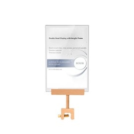 ECKEK Acrylic Sign Holder with Clamp Double Head Display with Acrylic Frame Sign Holder Price Tag Clip for Clothing Stores (Horizontal A4 297×210mm/11.69×8.27inches)
