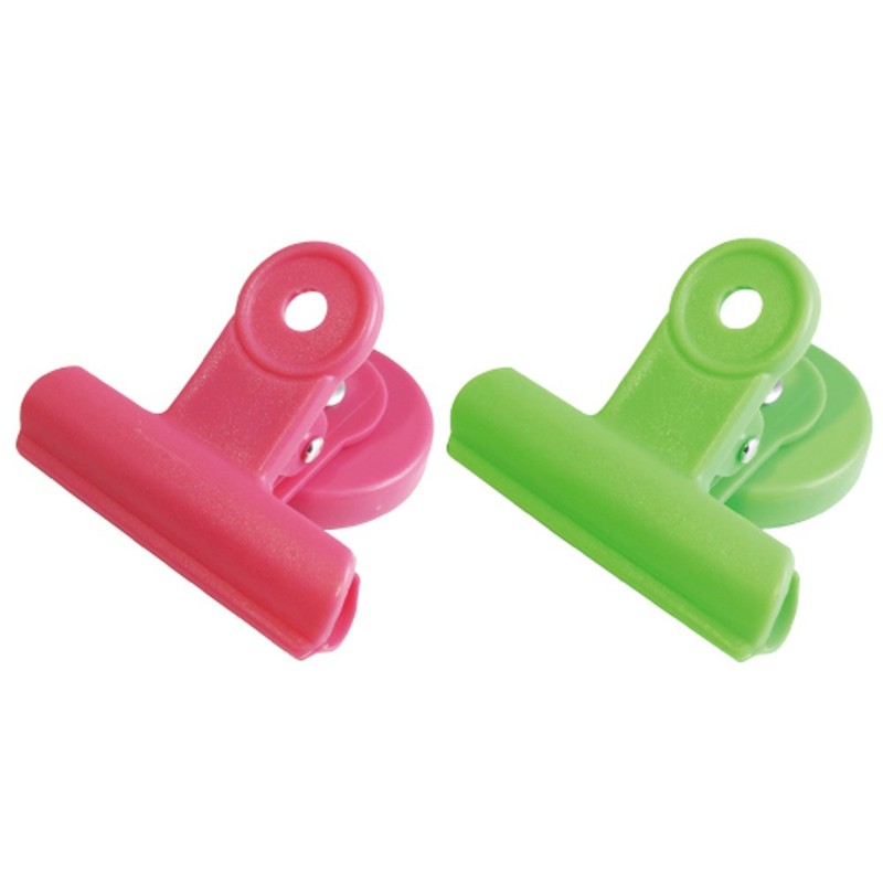 ミツヤ マグネットクリップ POPカラー 2個入り 桃/緑 POMC-01P-PG