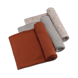 Parker Baby Swaddle Blankets - 3 Pack of 100% Cotton Muslin Swaddle Blankets for Baby Boys and Girls - Unisex/Gender Neutral - Clay