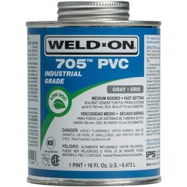 Weld-On 10094 705 Industrial Grade PVC Medium-Bodied High Strength Solvent Cement - Fast-Setting and Low-VOC, Gray, 1 Pint (16 fl oz)
