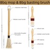 SWJLR 18.3" Removable Rubberwood Long Handle BBQ Mop 4 Pcs