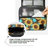 pnyoin Hanging Toiletry Bag for Women Teal Art Floral Sunflower