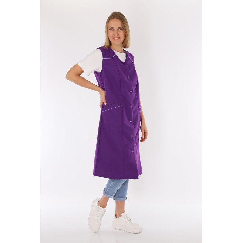 Women's Sleeveless Cooking Apron Apron Button Coat Plain House Dress,
