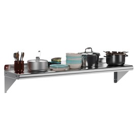 KYBOLT 12" x 48"Commercial Stainless Steel Wall Mounted Shelf for Hanging Pots and Pans - Ideal for Storage in Restaurants, Kitchens, Homes, and Hotels