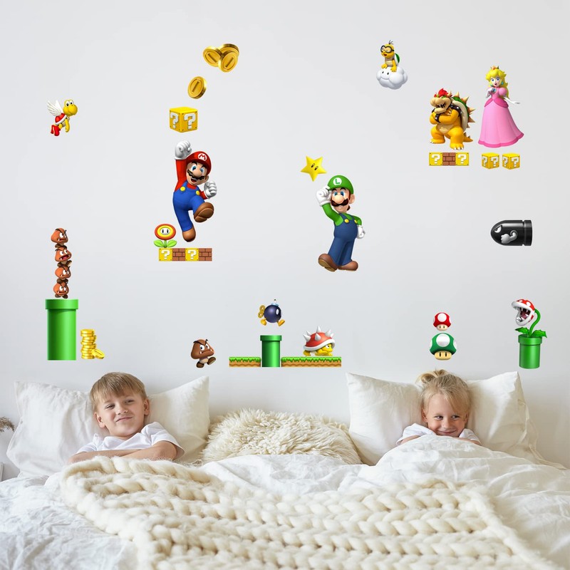 Mario Wall Sticker for Bedroom Children's Room Wall Sticker Multicoloured