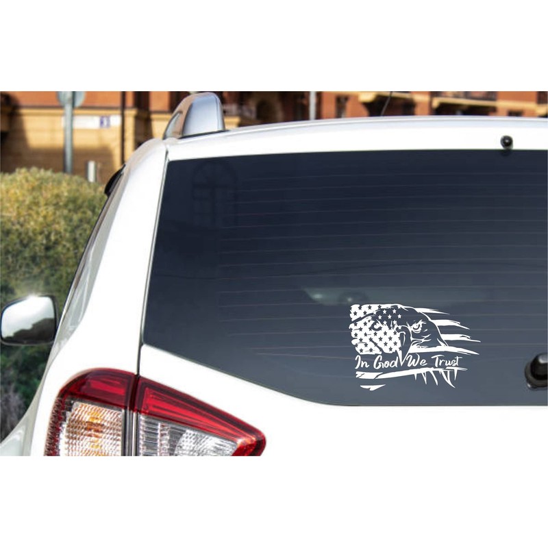 Flag Eagle in God We Trust Distressed American Flag Vehicle