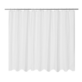 Mrs Awesome Embossed Microfiber Fabric Extra Wide Shower Curtain Liner 108 x 72 inches, Washable and Water Repellent, White