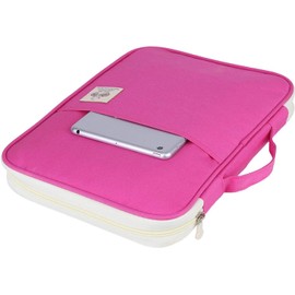 Hilitand 5 colores funcionales A4 Bolsas de documentos Carpeta de archivos Organizador de cartera Portátil para computadora Estuche con cremallera(Rose Red)