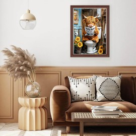 AIRDEA Highland Cow Diamond Painting Adults, DIY 5D Sunflowers Diamond Painting Pictures, Craft Set Adults Women as Home Wall Decoration 30 x 40 cm