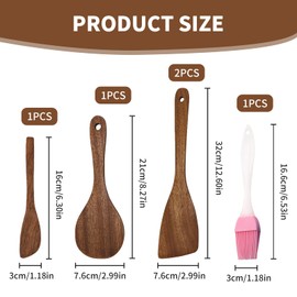 Landrain Set of 4 Wooden Spatulas, Dishwasher Safe Wooden Spatula, Heat Resistant Kitchen Utensils