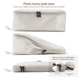 EPICKA TripCozy Compression Packing Cubes - 6 Set Durable Travel Organizer Bags with Mesh Top, Expandable Travel Accessories for Carry on, Luggage, Suitcase, Backpack (Beige)