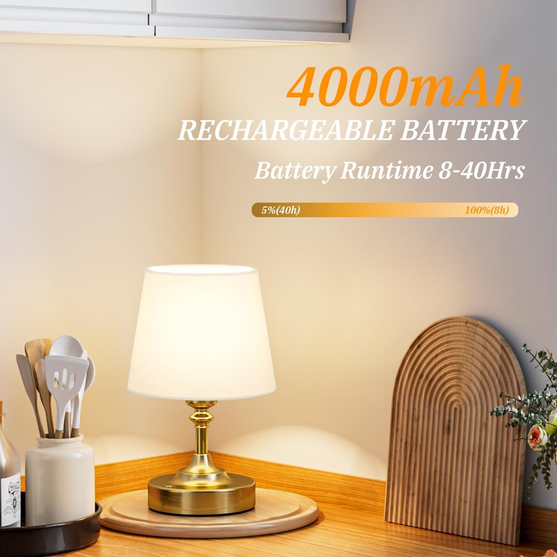 Kakanuo Mini Cordless Table Lamp Gold - 1 Pack 4000mAH