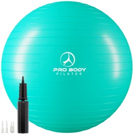 ProBody Pilates Ball Exercise Ball Yoga Ball, Multiple Sizes Stability Ball Chair, Gym Grade Birthing Ball for Pregnancy, Fitness, Balance, Workout and Physical Therapy (Aqua, 45 cm)